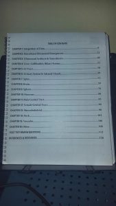 table of contents